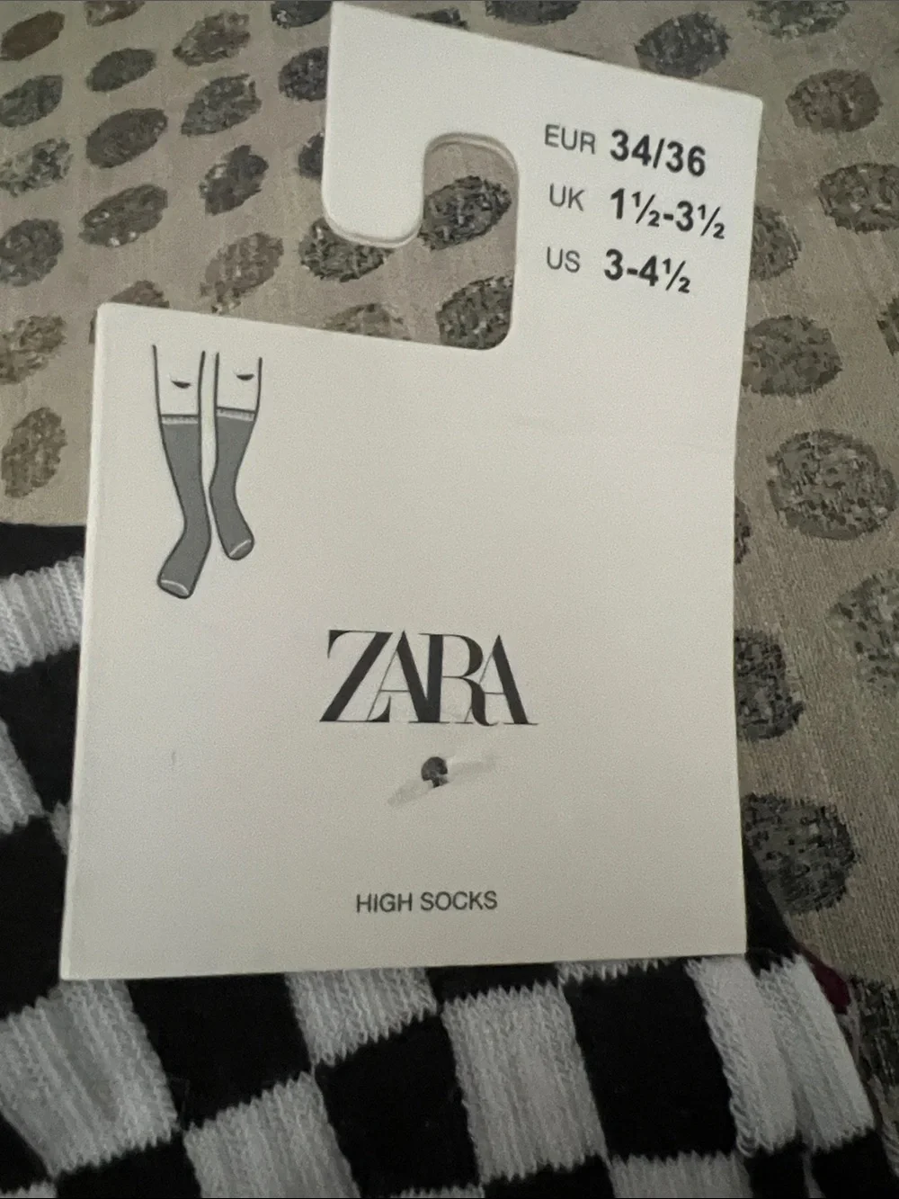 NWT! ZARA Checkerboard High Socks - 3 pack.